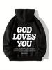 Men'S Oversized Christian Hoodies Letter Graphic Print Drawstring Pullover Hoodies Loose Fit Sweatshirt with Pocket