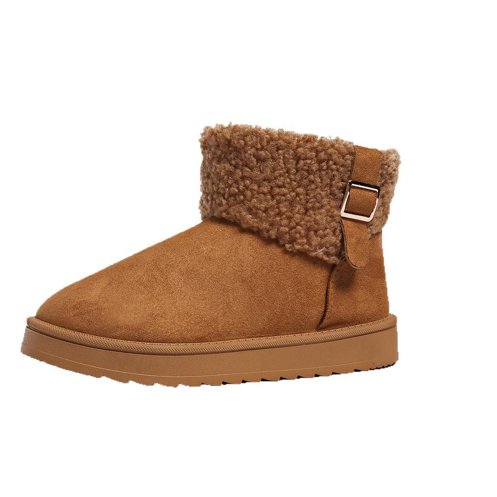 Snow Boots Women's New Wool Tube Buckle Fashion Casual Winter Warm Piled Thickened Cotton Shoes Boots
