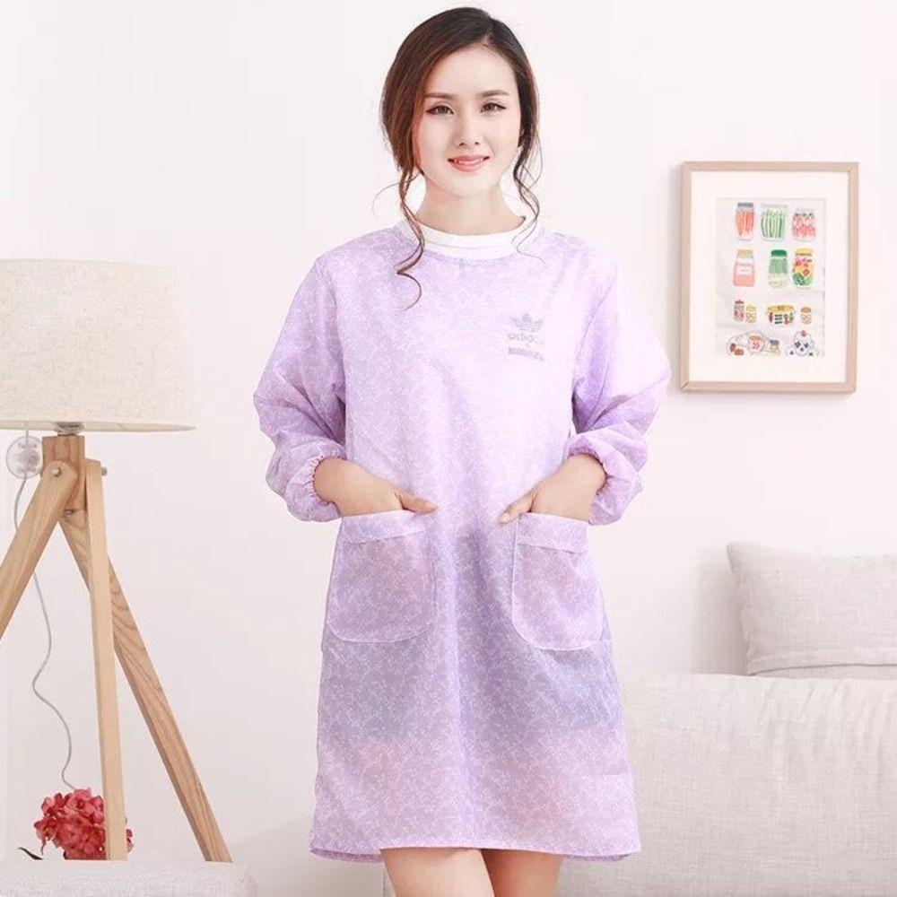 Polyester Long Sleeve Apron Oil Resistant Kitchen Long-Sleeved Smock Waterproof Apron Canteen