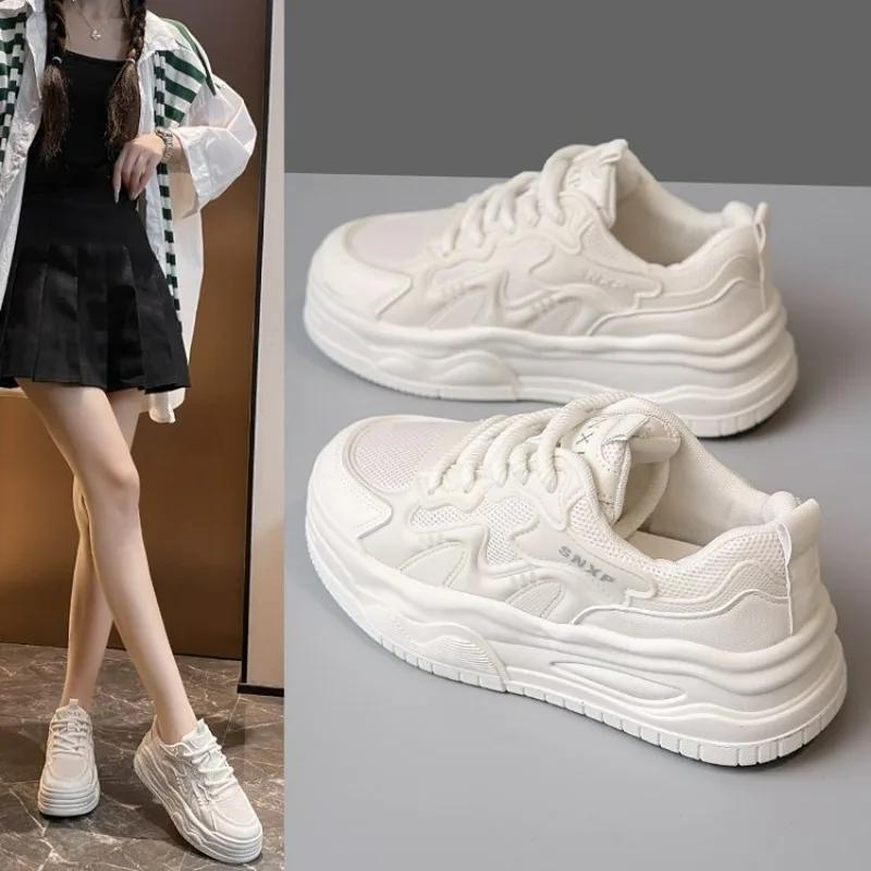 Fashion 2024 Autumn Casual Lace Up Women Sneakers Comfortable and Breathable Women's Vulcanized Shoes Korean Style Fashion Skate Shoes