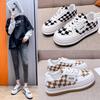 New Small White Shoes Women's Thick Sole Shoes All-match Big Toe Shoes Black  Plaid Casual Sports Sneaker