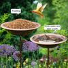 Metal Retro Bird Bath Feeder Bowl with 5-Prong Stake Detachable Decorative Birdbath Garden Water Feeder for Patio Yard Decor