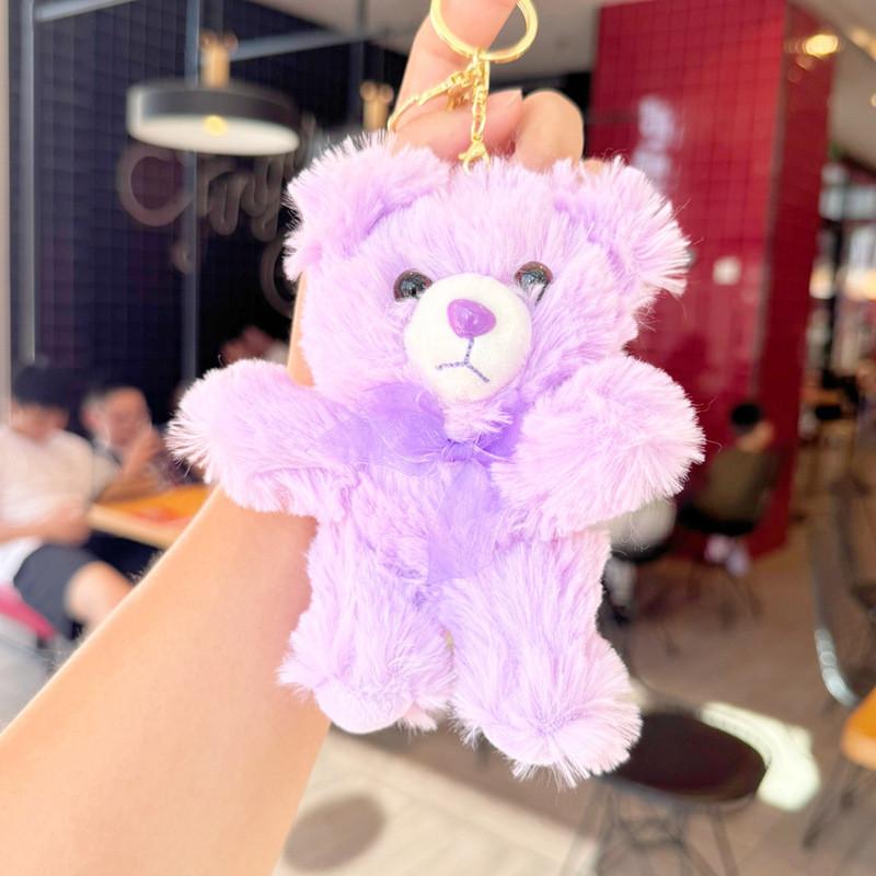 Teddy Cartoon Bear Plush Toy Bow Decoration Animal Doll Keychain Kid Pendant