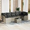 8-piece Garden Sofa Set with Light Grey Poly Rattan Cushions, 2-seater Garden Sofa with Grey Cushions 3345622
