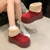 Platform Ankle Snow Boots Women Flats Fur Cotton Shoes Suede Winter Plush Warm 2025 Trend Brand Woman High Heels Botas Mujer