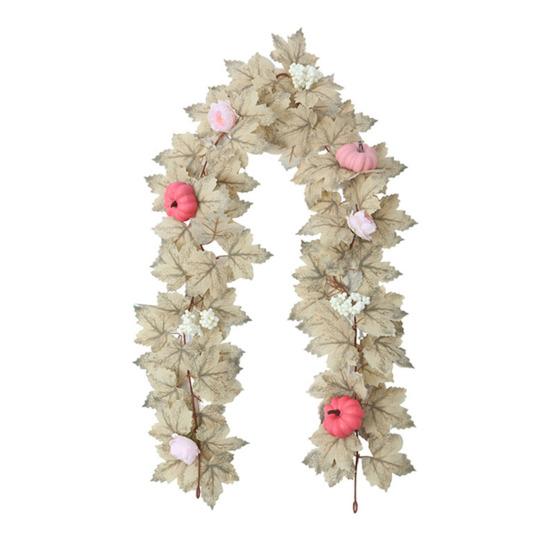 Artificial Maple Leaf Garland 5.7Ft Pumpkin Maple Leaves Vine Thanksgiving Fall Garland for Mantel