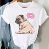 Women Printing Short Sleeve Tshirt Dog Pug Love Cute Casual Fashion Clothes  T Tee Top Print  Female Clothing Graphic T-shirt