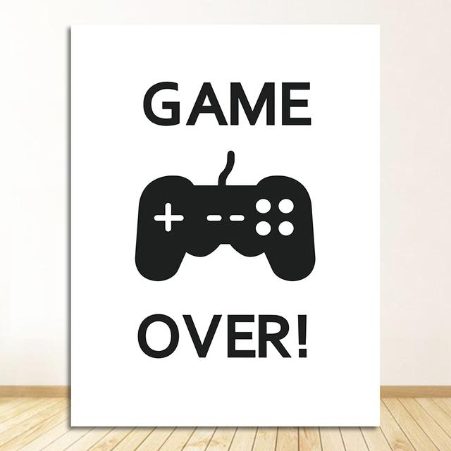 Black and White Posters, Teenage Boy Bedroom Decoration, Game Quotes, Art Canvases, Painting Pictures, Game Room Wall Decoration