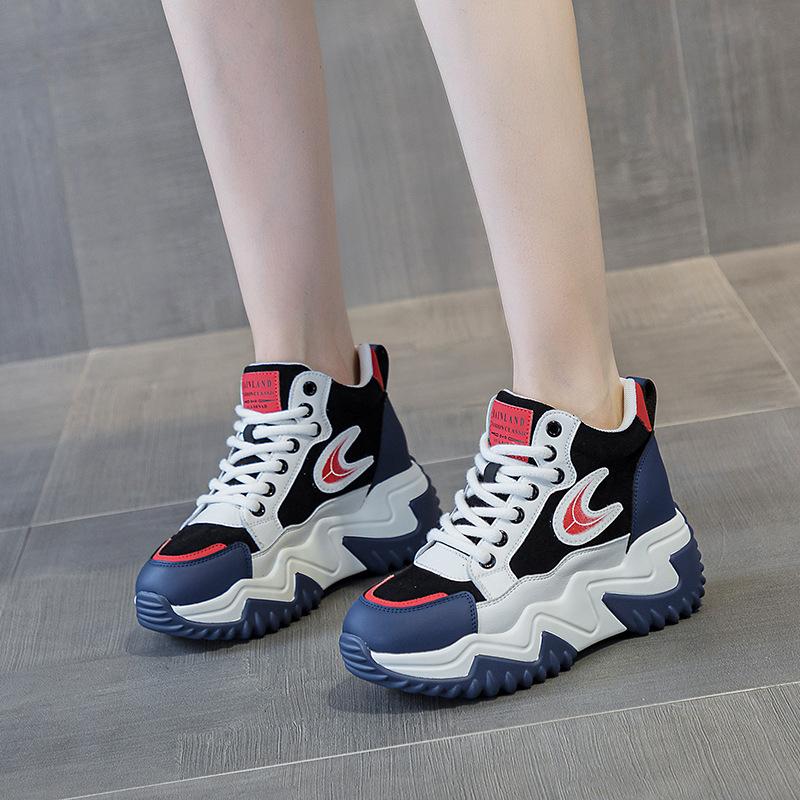 791 Inner Height Increase 7 Leather Little White Shoes for Women's Autumn and Winter New Versatile Thick-soled Pine