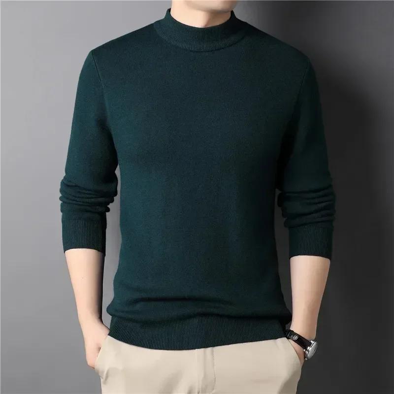 Brand Men's Cashmere Sweater Half Turtleneck Men Sweaters Knit Pullovers for Male Youth Slim Knitwear Man Sweater