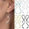 1Pair Simple Spiral Earrings Irregular Helix Wave Curve Ear Line Cuff Stainless Steel Dangling Earrings Women Girls Fashion Jewelry Gift