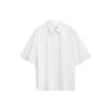 Solid Color Single-Breasted Loose Cotton Short Sleeve Shirt Men Tops Moonlight-White 40LM114-YAA