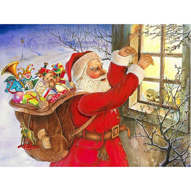Santa Claus DIY 5D Diamond Painting Full Round Resin Scenery Diamond Embroidery Cross Stitch Kits Christmas Gift