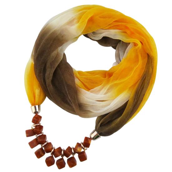 Summer Ladies Scarf Stylish Comfortable Resin Stone Charm Female Necklace Outdoor Wear Sun Protection EMA