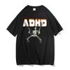Adhd Skeleton Meme T-shirts Classic Vintage Humor Horror Funny Skull T Shirt Men Women Casual Hip Hop Summer Oversized T Shirt