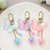 Cute Acrylic Butterfly Keychain Transparant Round Ball Tassel Keyring Women Bag Charm Earphone Case Car Key Pendant DIY Ornament