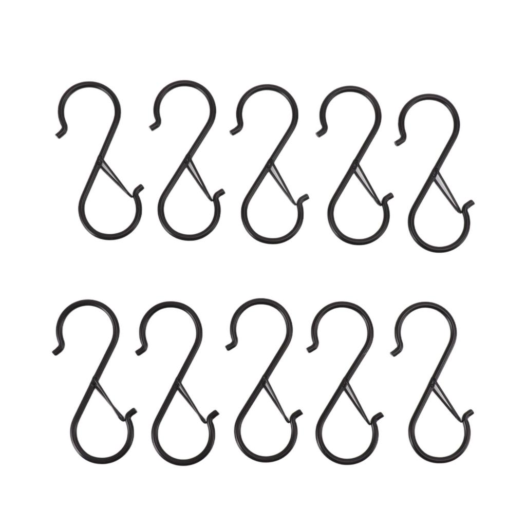 10Pcs S Shaped Hook Hanging Hooks Iron with Safety Buckle for Closet Kitchen Home