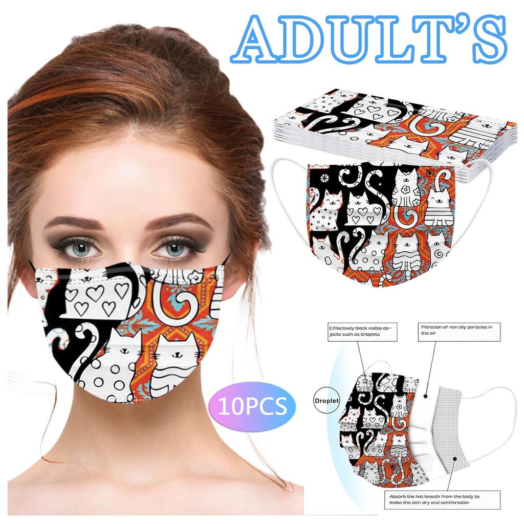 10PCS Adult's Mask Disposable Face Mask Industrial 3Ply Ear Loop