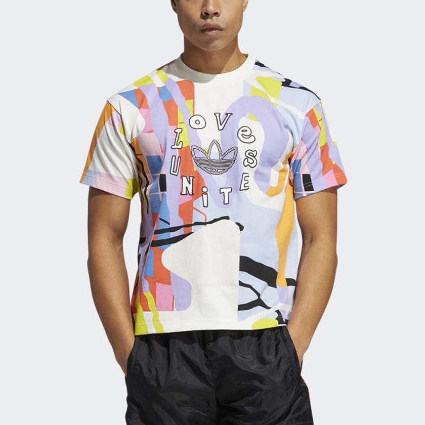 Adidas Originals Love Unites Aop Crew Neck Sport Short Sleeve Tee Men Tops Multicolor H43968