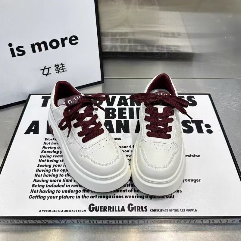Versatile Sports Casual Shoes Heightening Velvet Internet Celebrity Board Shoes Soft Leather Platform White Shoes Women's Shoes 2025 Autumn New