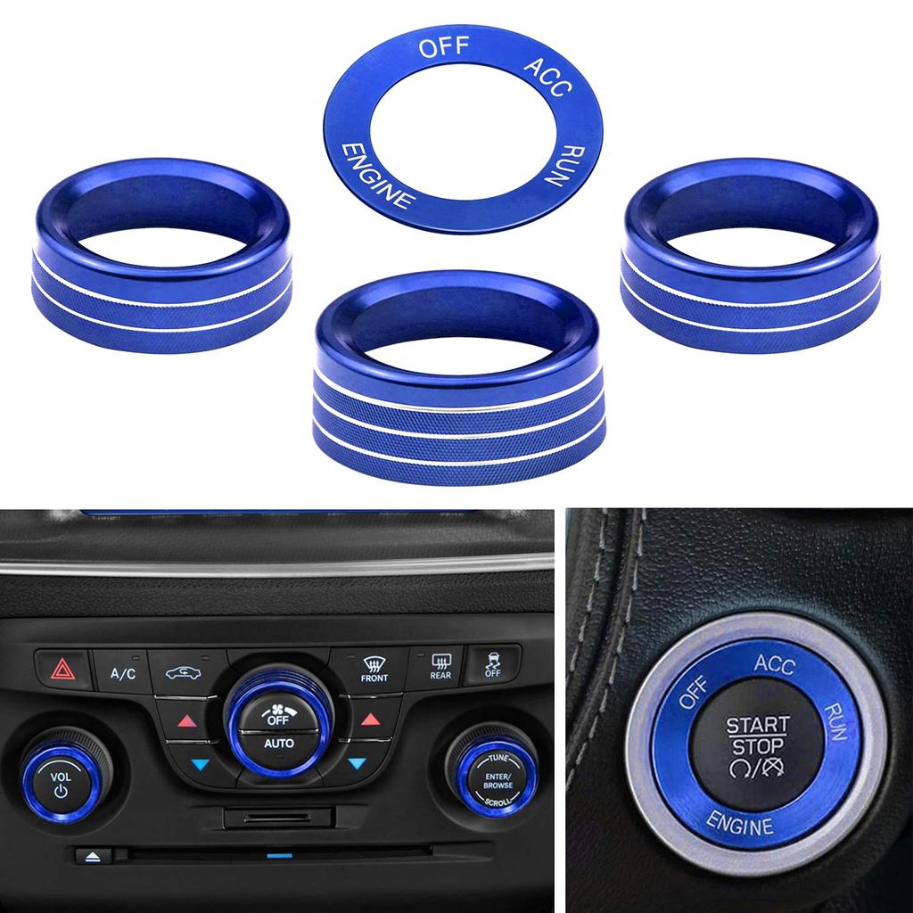 3Pcs Auto Center Console Knob Ring Car Interior Air Conditioning Control Radio Knob Covers Trim for Challenger 2015-2021