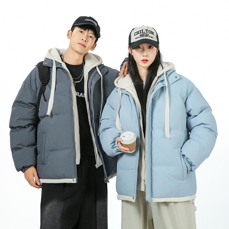 Men's Casual Cotton Jacket Hooded Solid Color Winter Daily