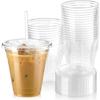 [Body + Lid] Plastic Cups with Lids, 100 Clear Cups (12 Oz (340 Ml))