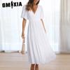 Summer Premium Deep V Puffy Sleeve Holiday Dress Fashion Women's Dress