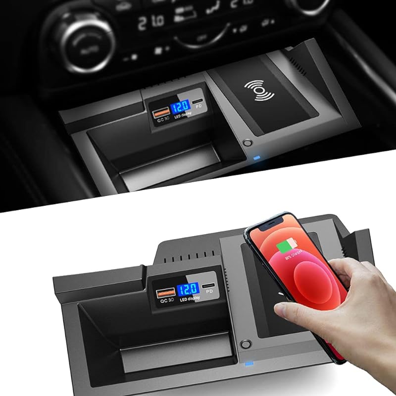 Wireless Charger for Toyota Corolla 2019-2023,Dashboard 15W Wireless Charger Pad,Belt QC 3.0 USB Fast Charging Port,Car Charge Box Suitable for