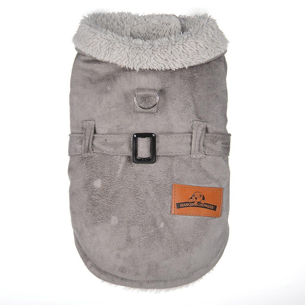 Padded Thickening Imitation Deer Leather Jacket Dog Costumes Pet Clothes