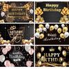 11 Styles Happy Birthday Party Backdrop Wall Covering Black and Gold Glitter Photography Background Birthday Party Decoration