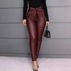 2022 Exclusive Design Fashion High Waisted Casual Trousers Women's Leggings Leather Pants Solid Stretchy Skinny Pencil Trousers