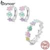 BAMOER, стерлинговое серебро 925 пробы, разноцветная эмаль, мини-кольцо и серьги с цветком, комплект ювелирных изделий для женщин и девочек, изящные ювелирные изделия, подарок на день рождения