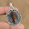 Mothers Day Deal Oval Natural Red Snakeskin Jasper Pendant 925 Sterling Silver