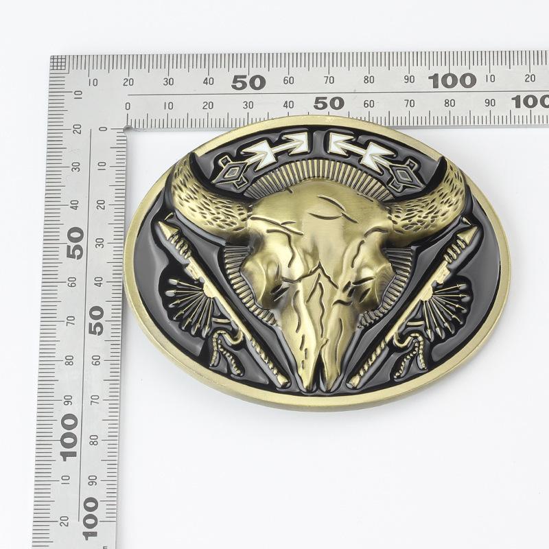 Golden Bull Skull Belt Buckle Matador Pattern Belt Diy Components