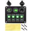 LED Rocker Switch Panel Interior Accessories Digital Voltmeter Aluminum Panel Dual USB Port 4 Gang Waterproof for Car RV Camper Caravans