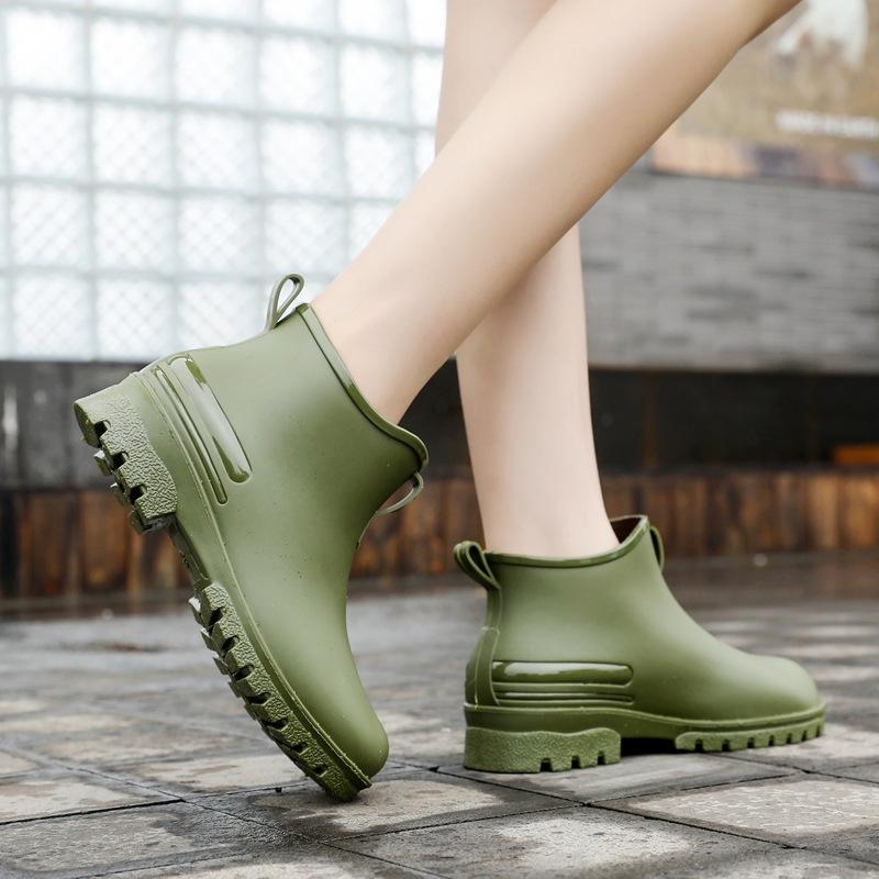 Summer New Women's Fashion Slip-on Sleeve Waterproof Outdoor Leisure All-match Non-slip Womens Rain Boots Water Shoes Size 36-41