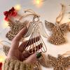 Wooden Angel Christmas Ornaments Rustic Angel Hanging Ornament with Hollow Design for Winter Xmas