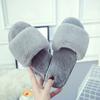 Cotton Slippers Autumn and Winter Open Toed Plush One Line Mop for Living, Indoor Floor Mop, Comfortable Soft Bottom
