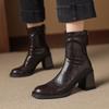 Fashion 2025 New Autumn Women Boots Sheepskin Leather Women Shoes Round Toe Chunky Heel Modern Short Boots Stretch Platform High Heels