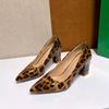 Fashion Autumn Sexy Leopard Women High Heels Elegant Office Pumps Woman Pointed Toe Thick Heel Singles Shoes Plus Size 42