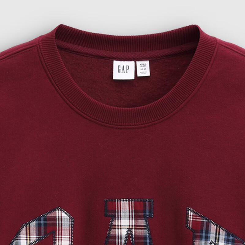 Gap Unisex Fleece Pullover Sweatshirt with Plaid Embroidered Logo