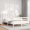VidaXL Bed Frame with Headboard White 140x190 Cm Solid Wood 3193837