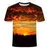 New Summer Sunset Scenery Graphic 3D Print T-Shirt Men Women Natural Short Sleeve Oversized Harajuku Tees Tops Kid Man Clothing