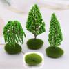 Plastic Fake Trees Artificial Moss Rocks/Wooden Base Dollhouse Mini Tree  Scenery Landscape