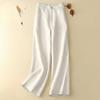 Summer Plus Size Women Casual Loose Pants Elastic Waist Cotton Linen Thin Wide Leg Straight Pants Trousers