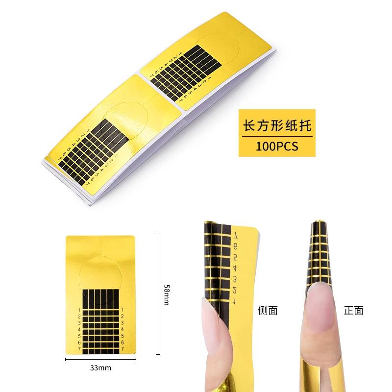 50/100Pcs French Nail Form Tips Acrylic UV Gel Extension Curl Form Nail Gel Sticker Art Guide Mold Manicure Stencil Acrylic Tool