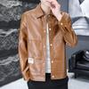 Men's Leather Jacket Plush Jacket Autumn and Winter New Korean Casual Trendy Brand Handsome Young Motorcycle Suit Windproof Leather Jacket