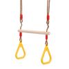 Trapeze Swing Bar Trapeze Wooden Stick Swing Bar Fitness Gym Rings for Adult Children Yellow