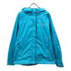 Logo Embroidery Hooded Nylon Jacket M Blue Outdoor A57Y Women Used